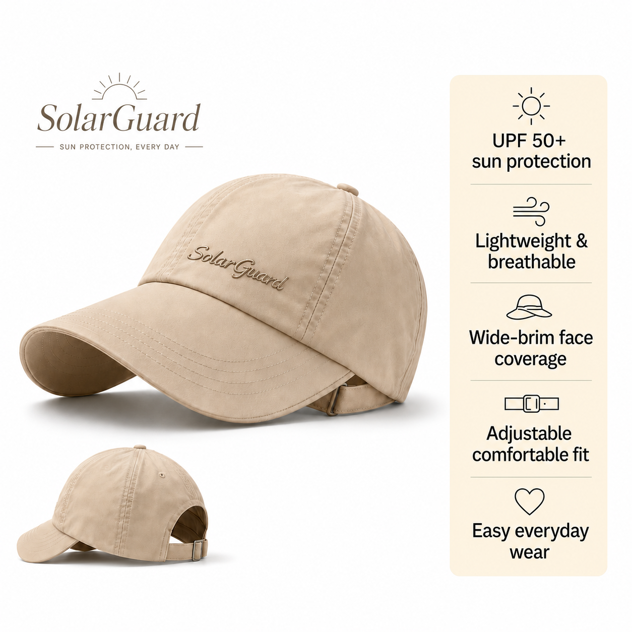 SolarGuard™ Wide Brim Sun Cap UPF 50+